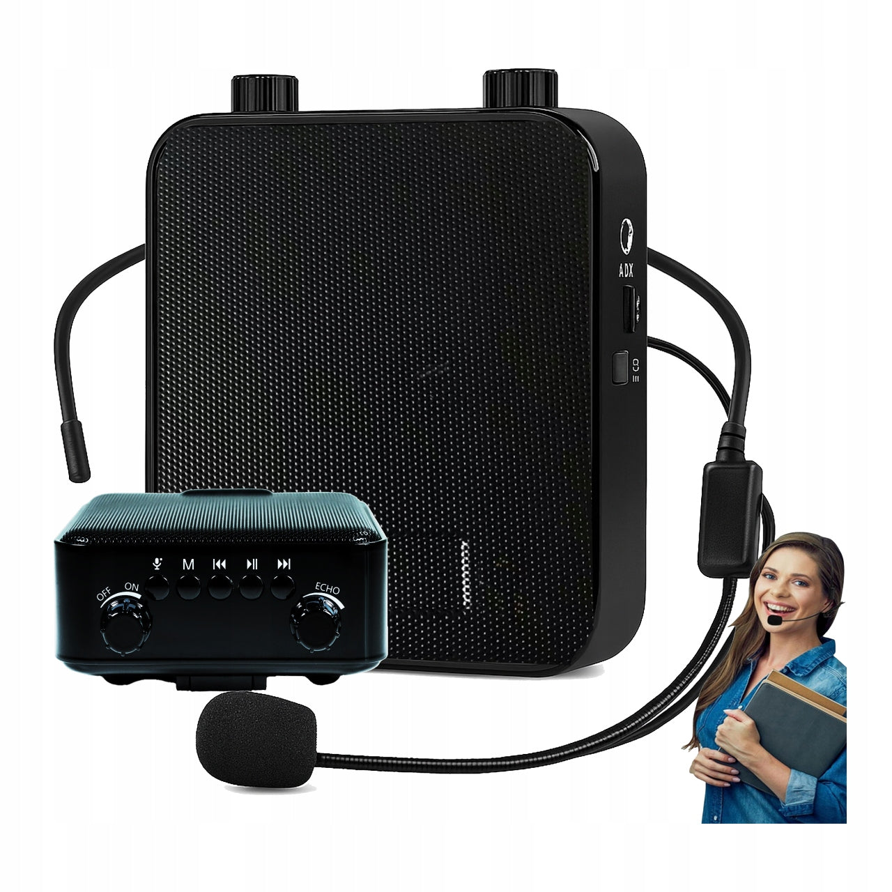 VOICE AMPLIFIER FOR TEACHER GUIDE MICROPHONE HEAD SPEAKER BT