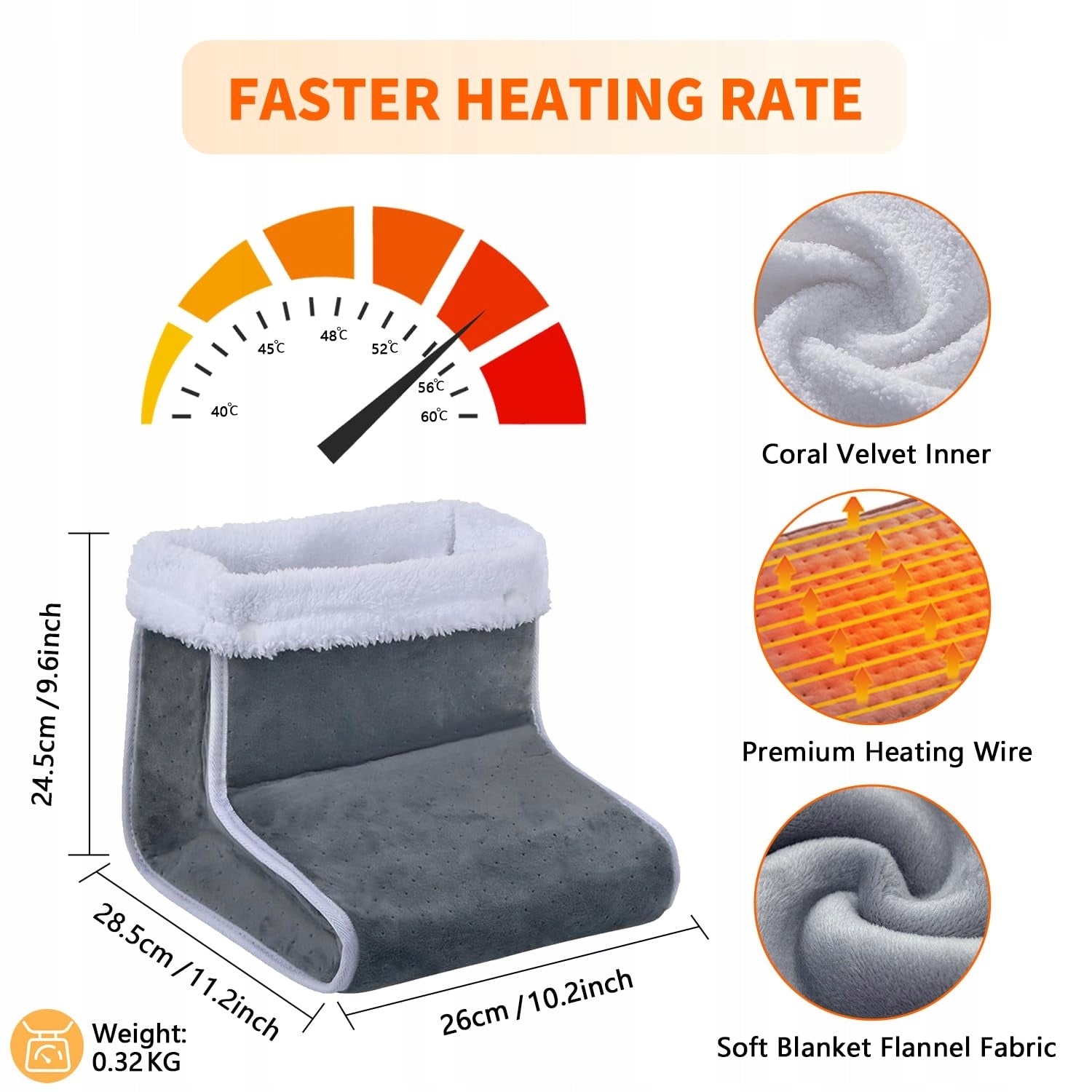 VOLENX Electric Foot Warmer 6 Temperature Levels Timer Protection Manufacturer code WLHP-0021