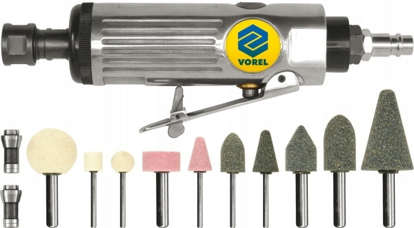 VOREL PNEUMATIC GRINDER. SIMPLE WITH ACCESSORIES