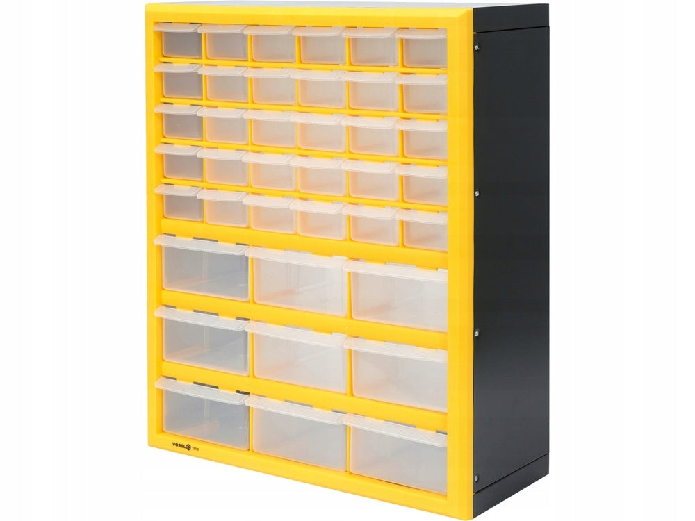 VOREL WORKSHOP CABINET MODULAR WALL ORGANIZER 39 DRAWERS V78780 Color yellow