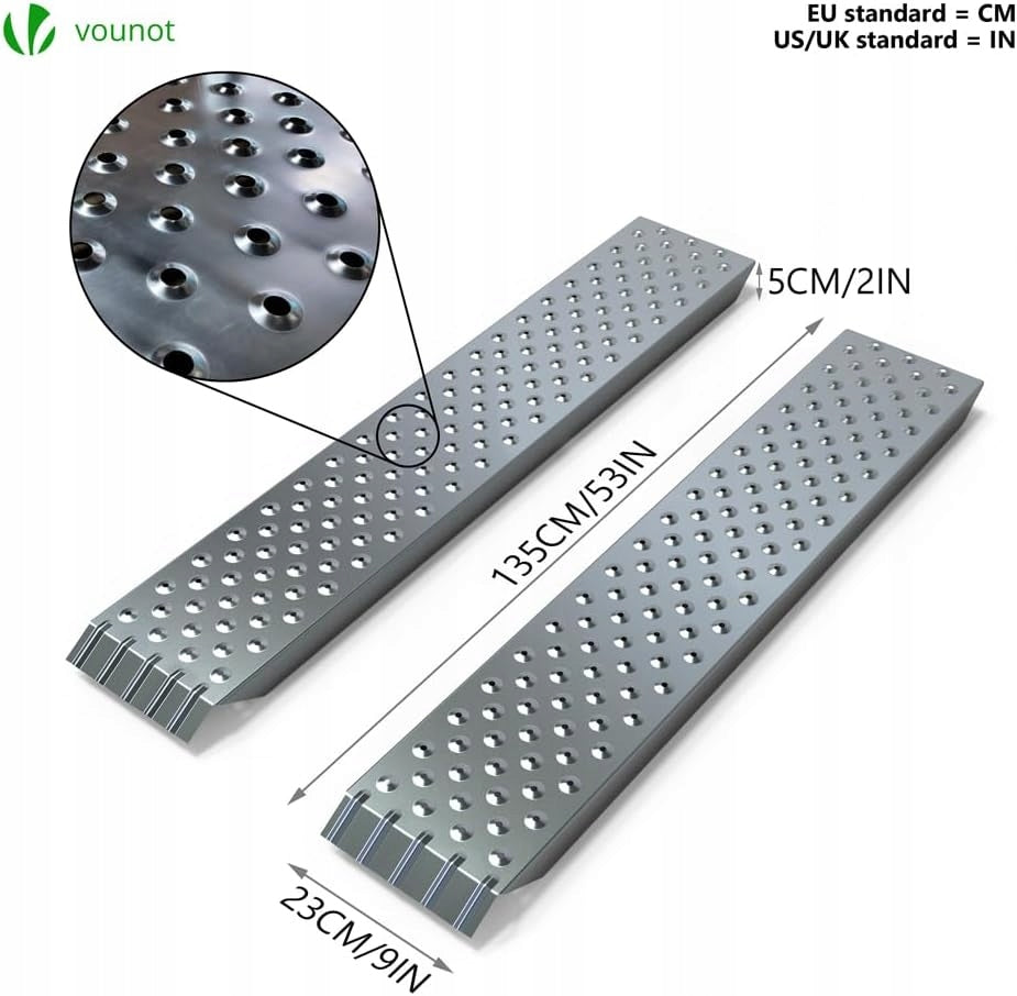 VOUNOT2 x overrun ramp, 400 kg, galvanized steel 135 × 23 × 5 cm silver Brand Vounot