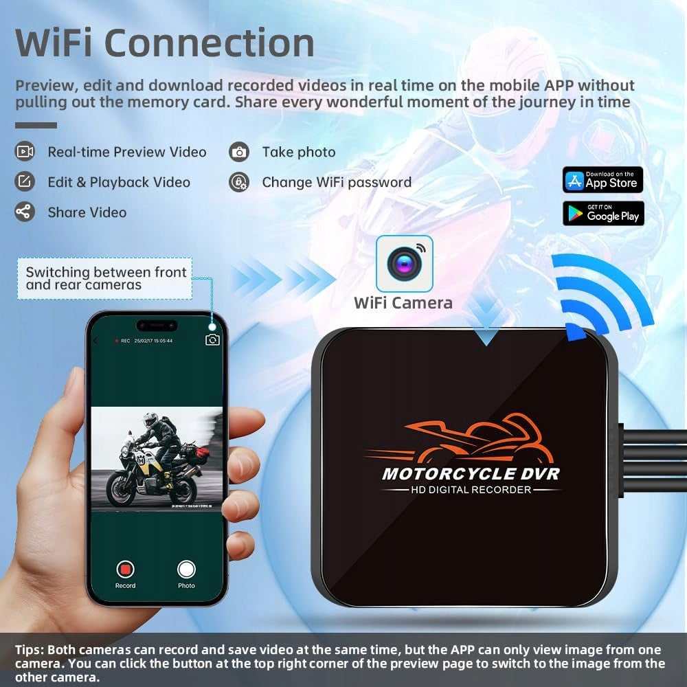 VSYSTO D6RL Camera Moto 1080P Front Rear WiFi IP67 Night Vision G Sensor Brand no brand