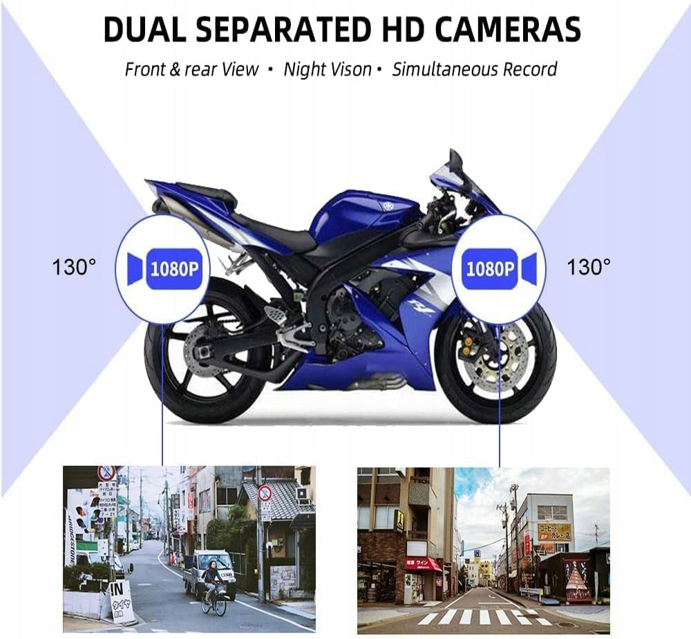 VSYSTO D6RL Camera Moto 1080P Front Rear WiFi IP67 Night Vision G Sensor Model CarCamera