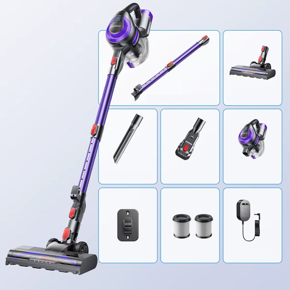 Vacuum Cleaner LARESAR V10 Lite Vertical Wireless Bagless 38kPa HEPA x2 Dominant color purple