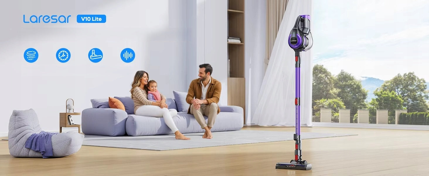 Vacuum Cleaner LARESAR V10 Lite Vertical Wireless Bagless 38kPa HEPA x2 Power supply rechargeable battery