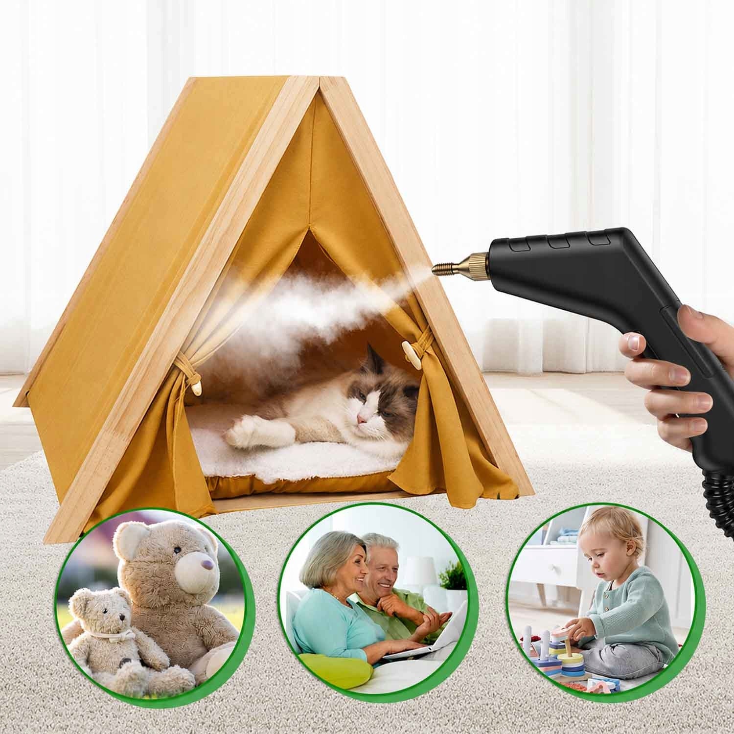 Vacuum Cleaner Washing Steam Cleaner 2200W For Carpet Upholstery Cleaner Heating Dominant color green