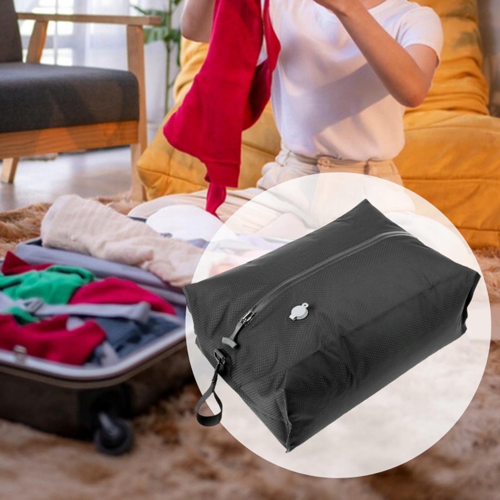 Vacuum Compression Bag Packing Cube Professional Space Saver Black Football