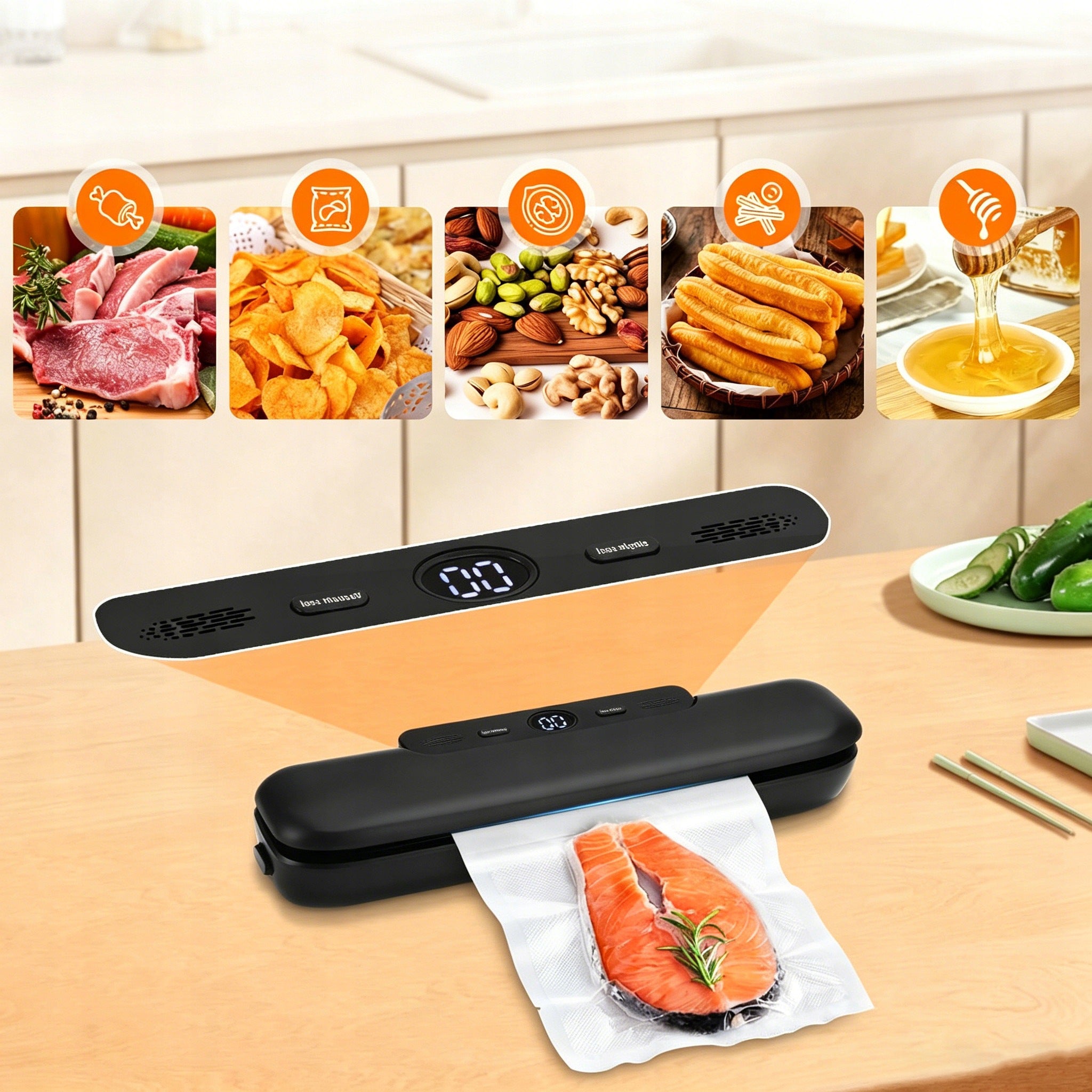 Vacuum Food Welding Machine With Two Modes With Automatic Sensor Packaging status original