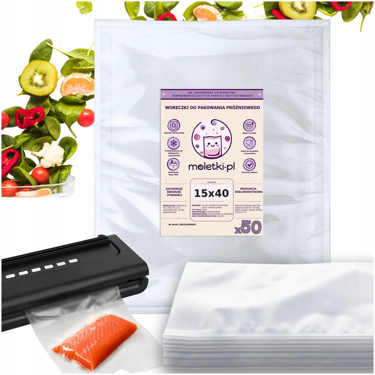 Vacuum Welding Bags Packaging Machine Moletized Food 15x40cm 50pcs