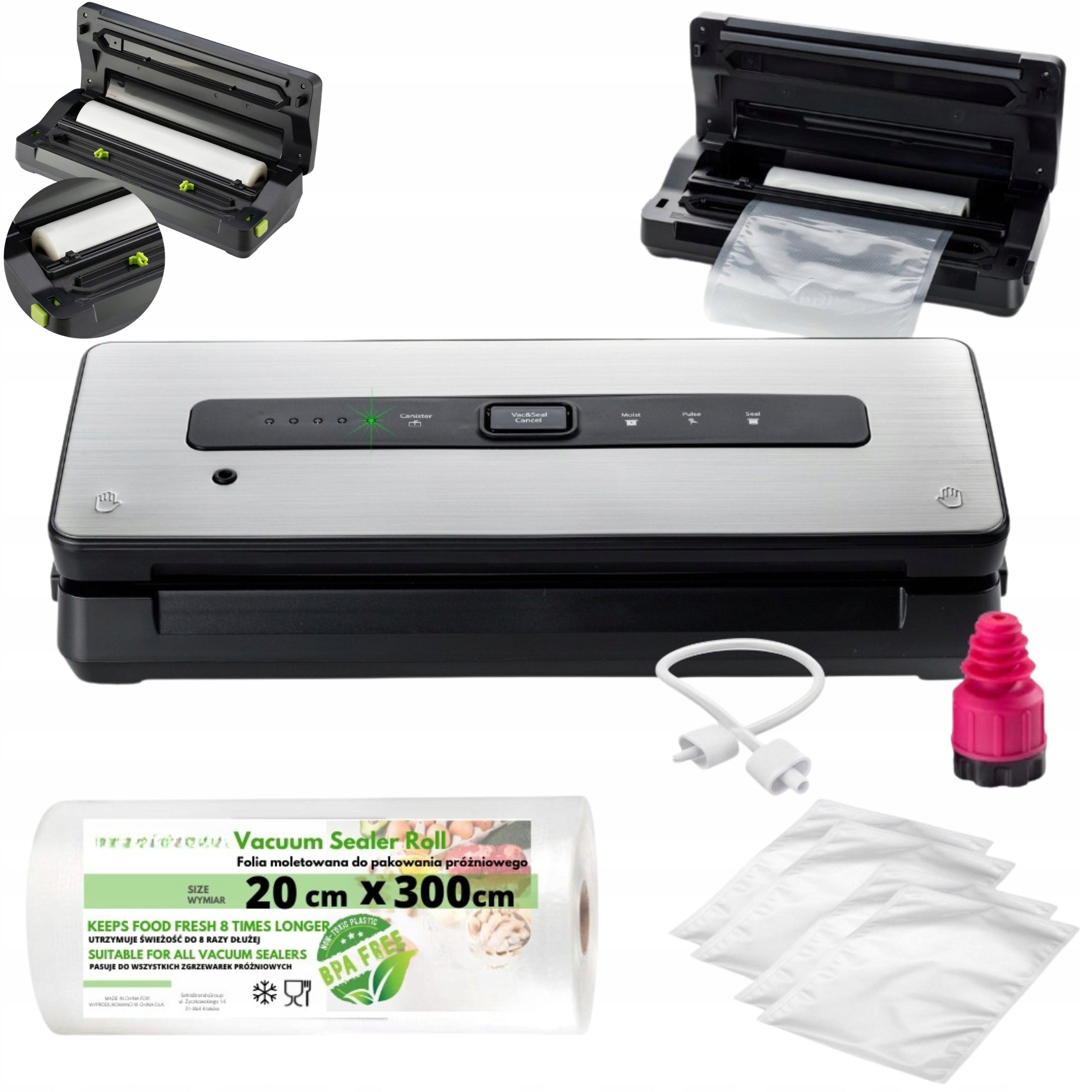 Vacuum Welding Guillotine Storage Box Multifunctional 5in1 Silver Grey 130W