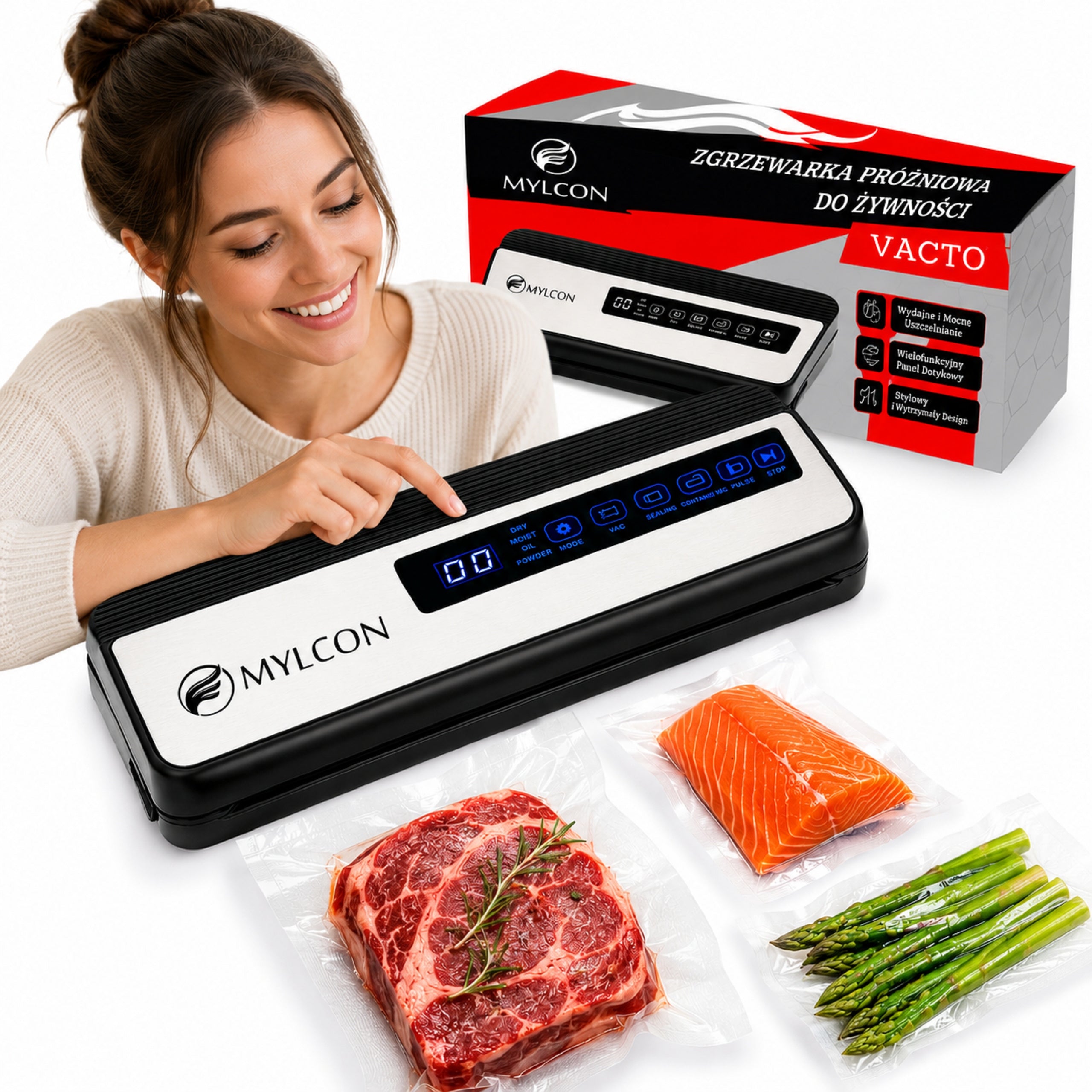 Vacuum Welding Machine Food Packing Machine 130W 80 kPa + 10 Bags Packaging status original