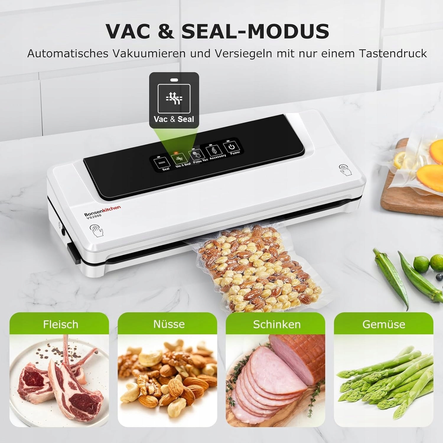 Vacuum Welding Machine Food Packing Machine 4in1 Sous-Vide Bonsenkitchen Brand Bonsenkitchen