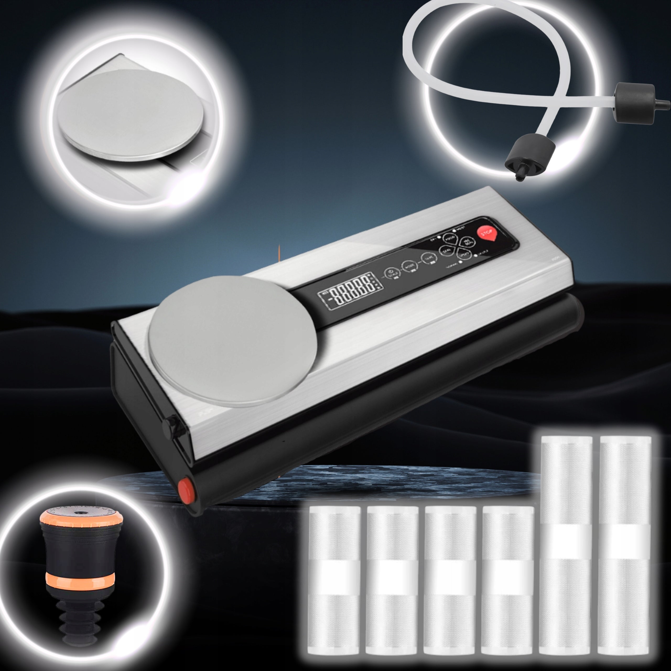 Vacuum Welding Machine For Food Automatic Weight Guillotine + Bags Foil Manufacturer code Zgrzewarka Wielofunkcyjna