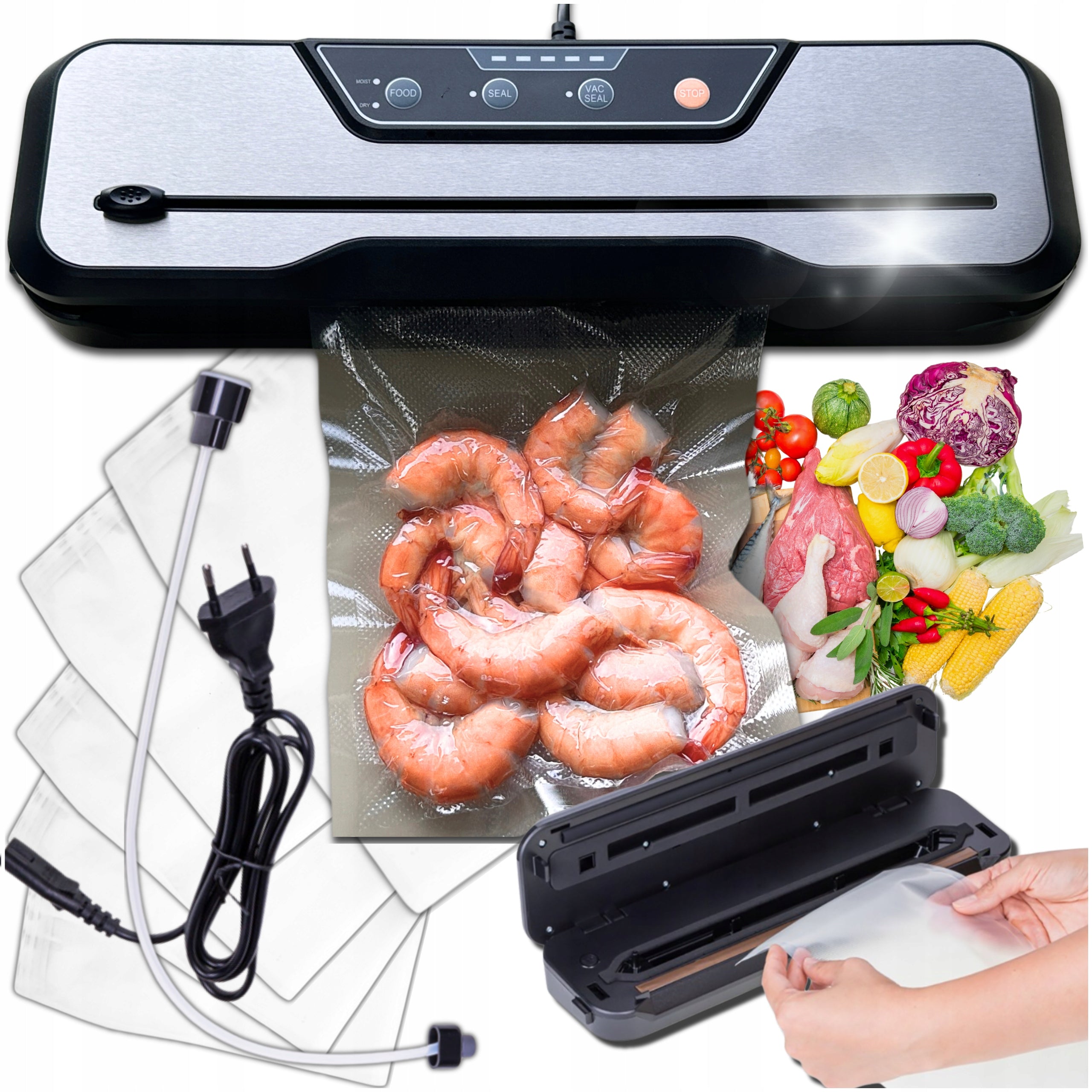 Vacuum packaging machine food film sealer 10 bags FREEBIE