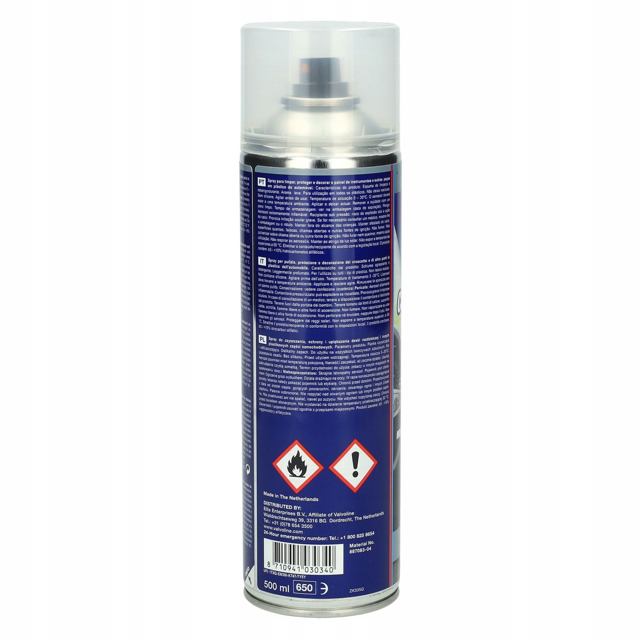 Valvoline Cockpit Spray Foam 887083 500ml Manufacturer's catalog number 887083