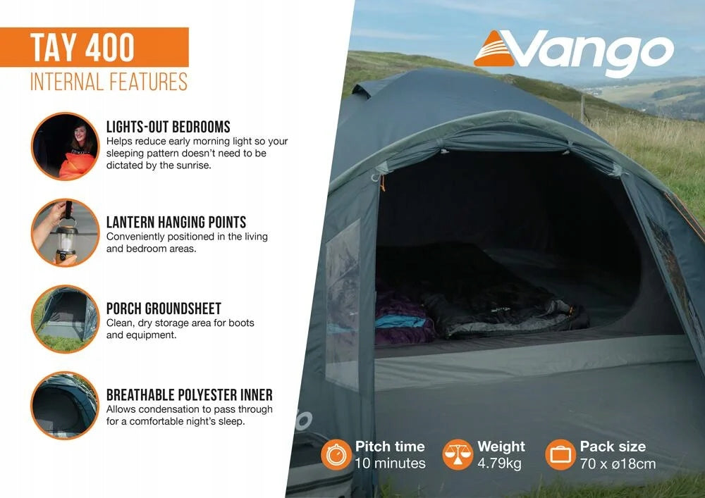 Vango Tay 400 Deep Blue 4 Seater Tent Brand Vango