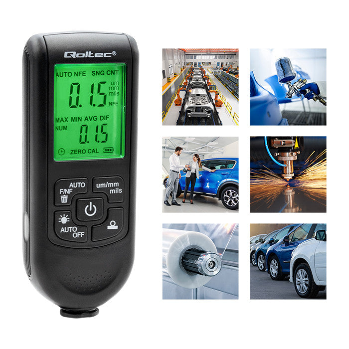 Varnish Thickness Tester Qoltec LCD 0-2000m Measurement Aluminium Steel Brand Qoltec