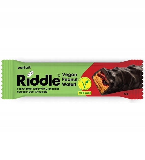 Vegan Bar with Peanut Butter and Cranberry in Dark Chocolate Riddle