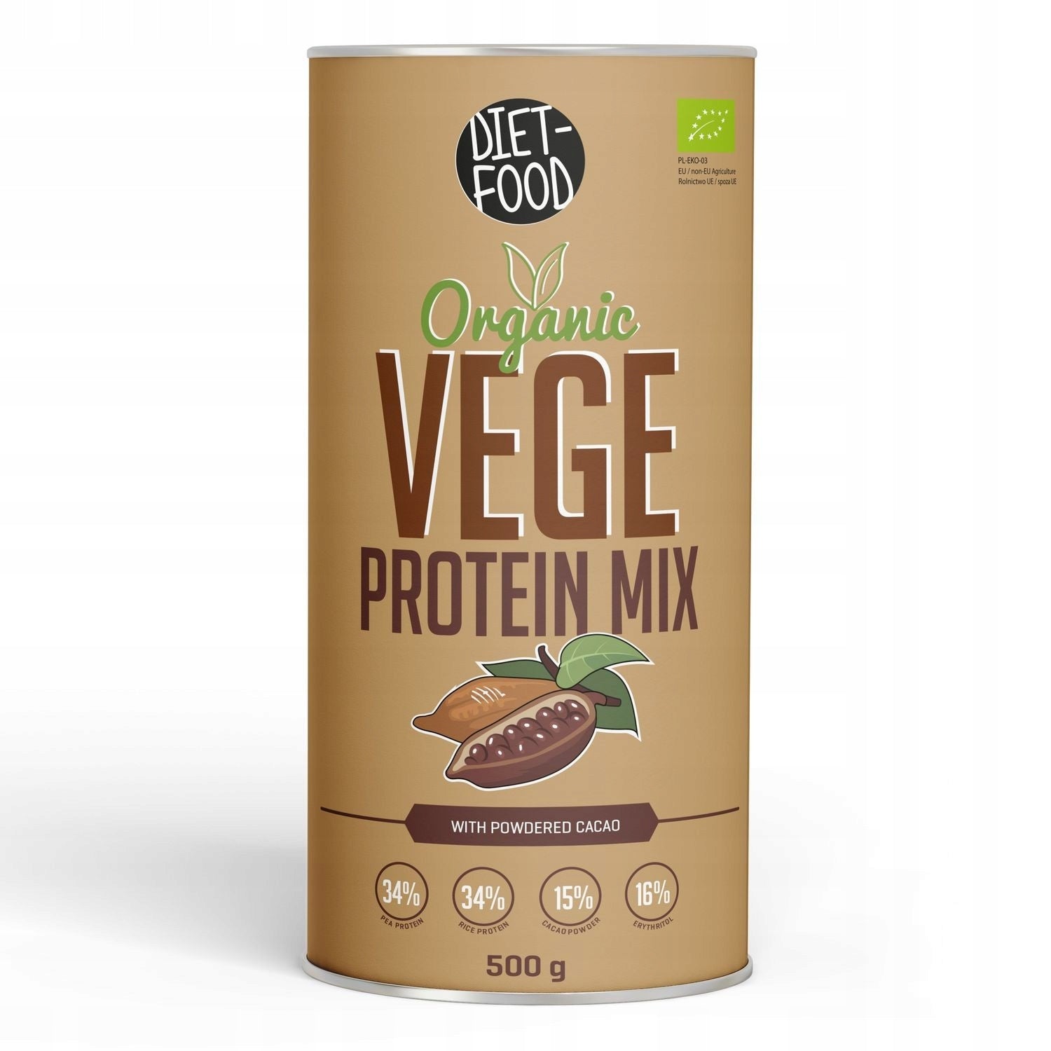 Vege Protein, Protein Mix, Cocoa, BIO, 500g, Diet-Food Expiration date at least 1 month from the date of purchase