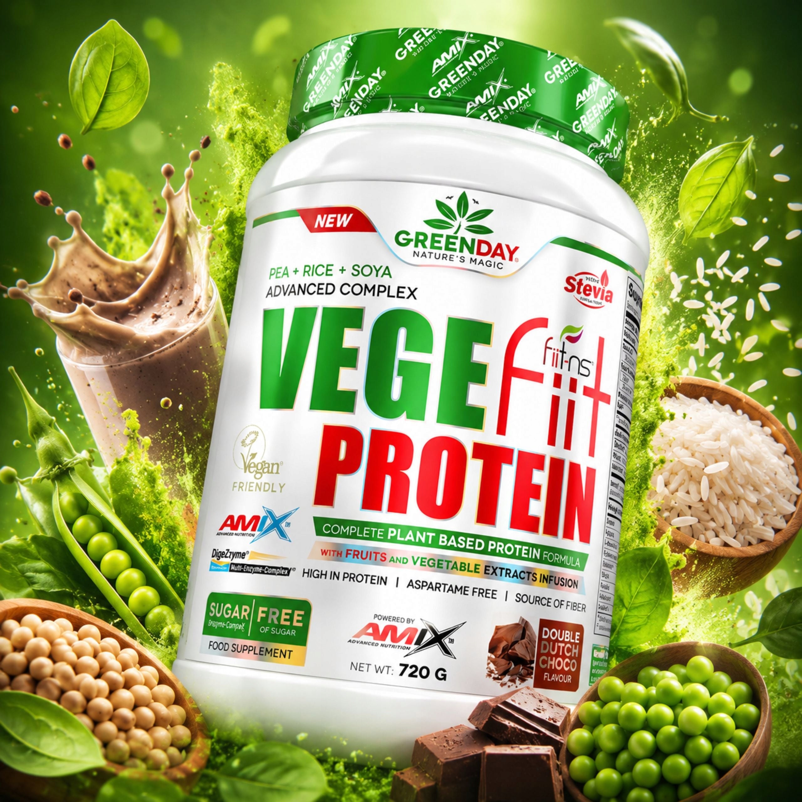 Vegetable Protein Powder Vanilla Isolate Pea Protein Soybean Rice for Vegans Expiration date at least six months from the date of purchase