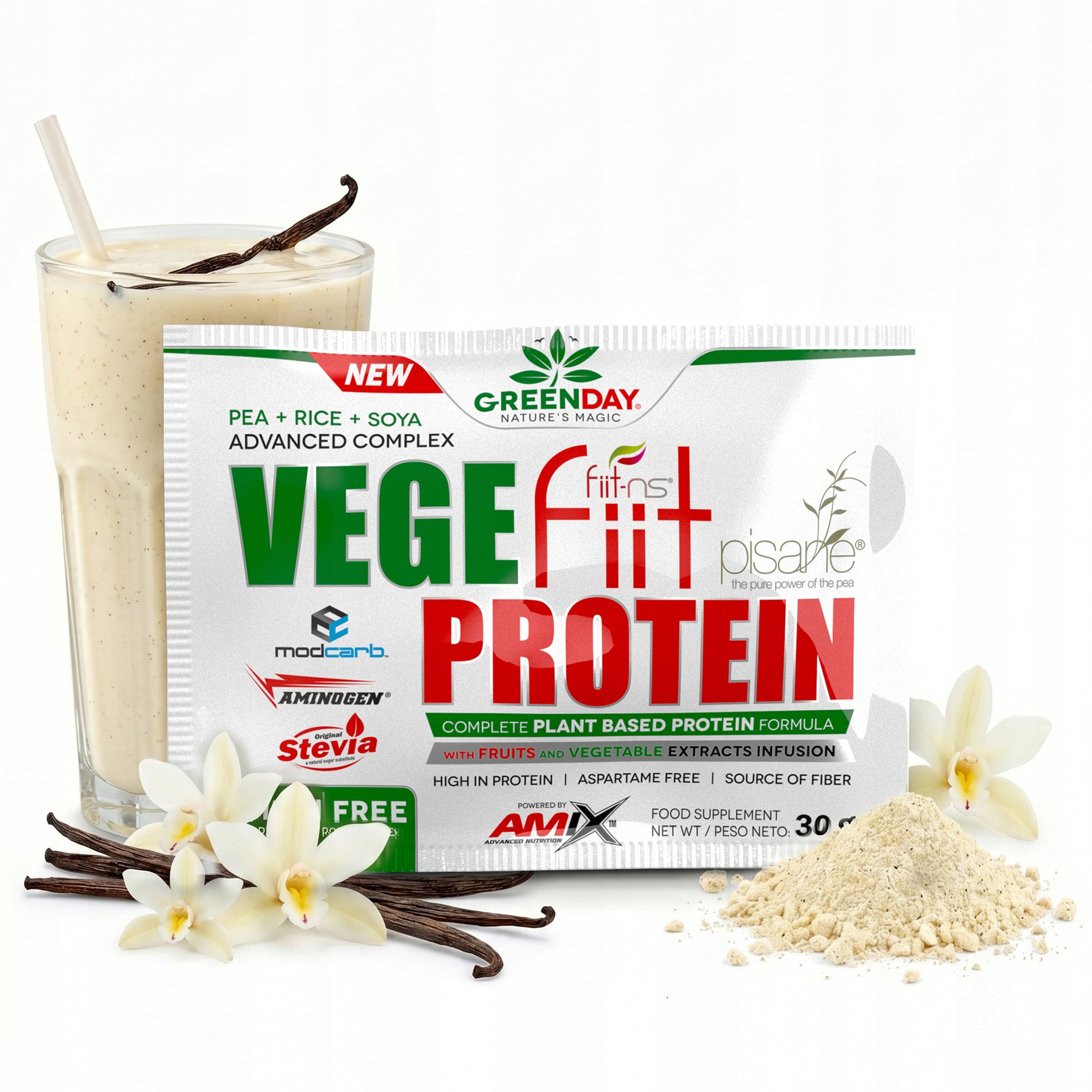 Vegetable protein vanilla vegan peas soybean rice - lactose-free sachet