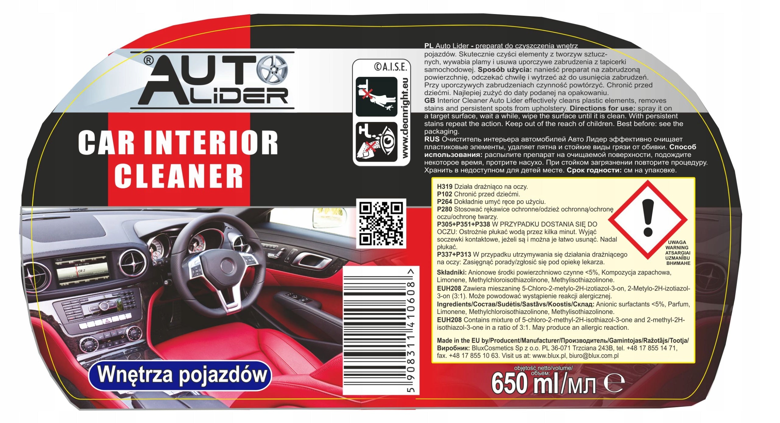 Vehicle interior preparation Auto-Leader 650 ml Manufacturer BluxCosmetics