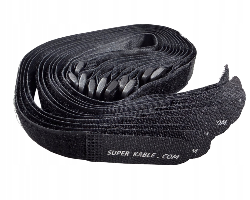 Velcro bands 35cm with buckle black cable organizer 10 pcs Brand Super Kable