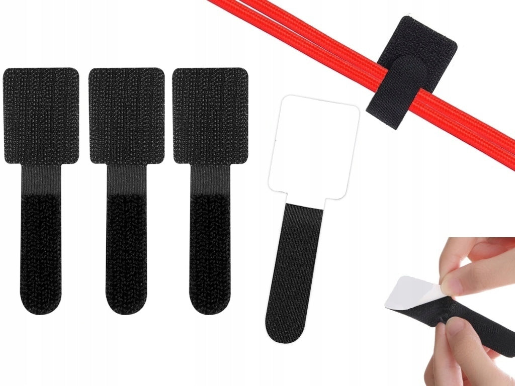 Velcro for cable wires SELF-ADHESIVE 35/28x90 black 4 pieces