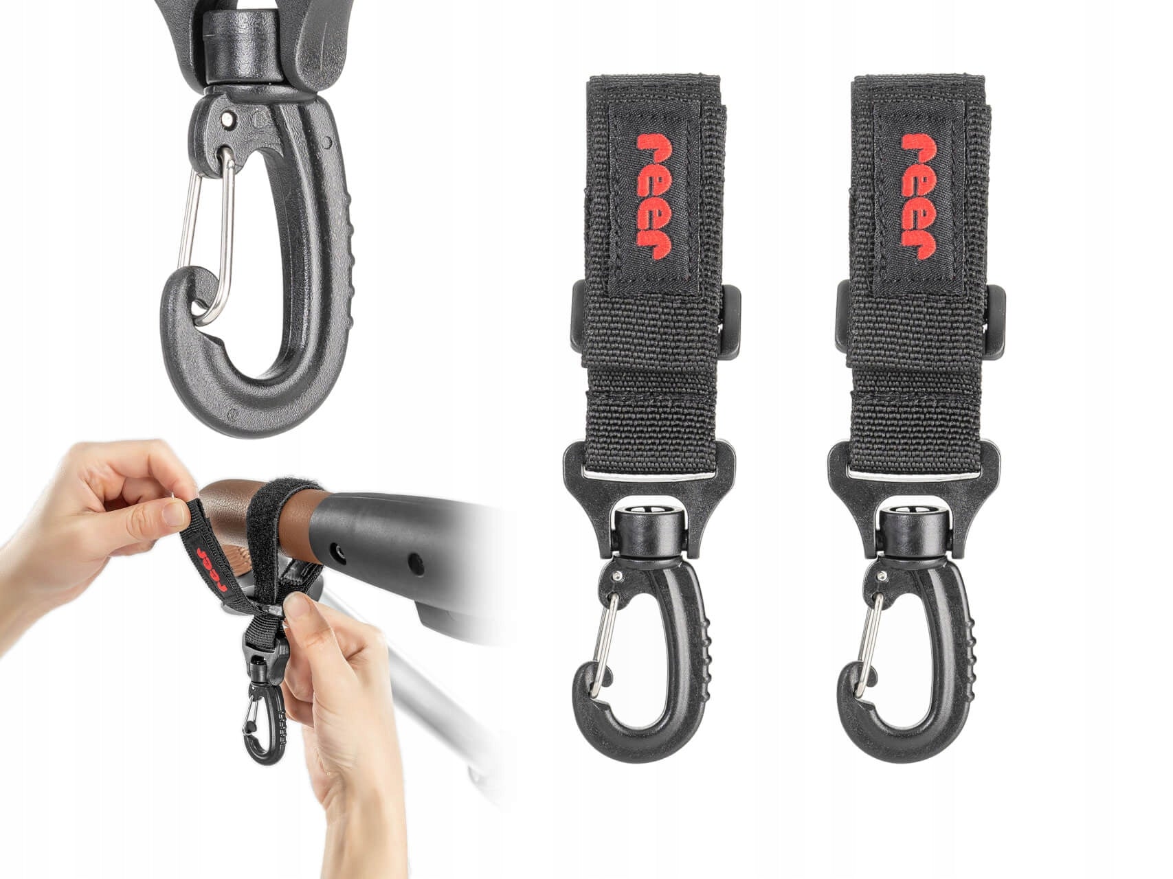 Velcro holder carabiner hook REER for trolley 2pcs
