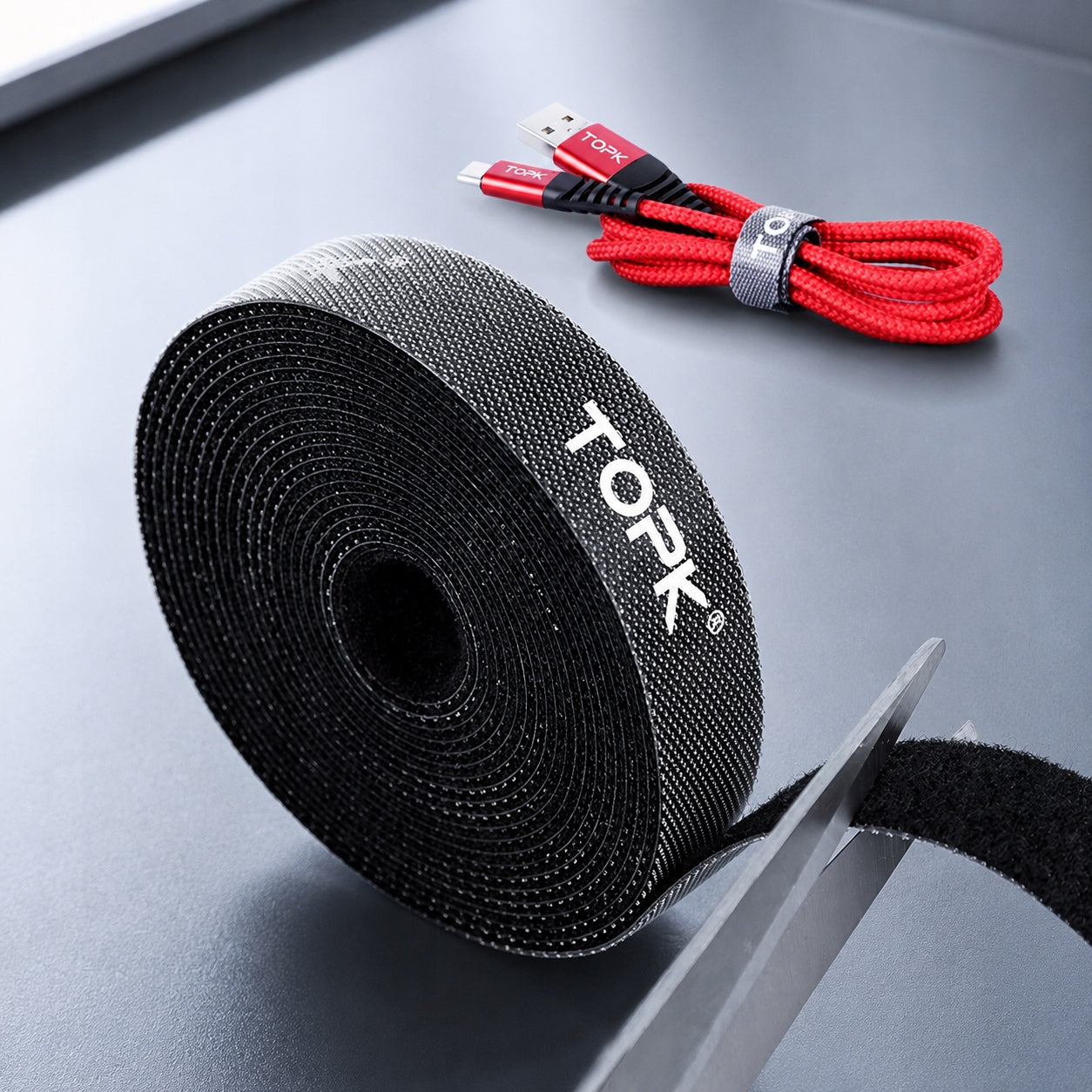 Velcro tape cable organizer band 2M TOPK black Model J01