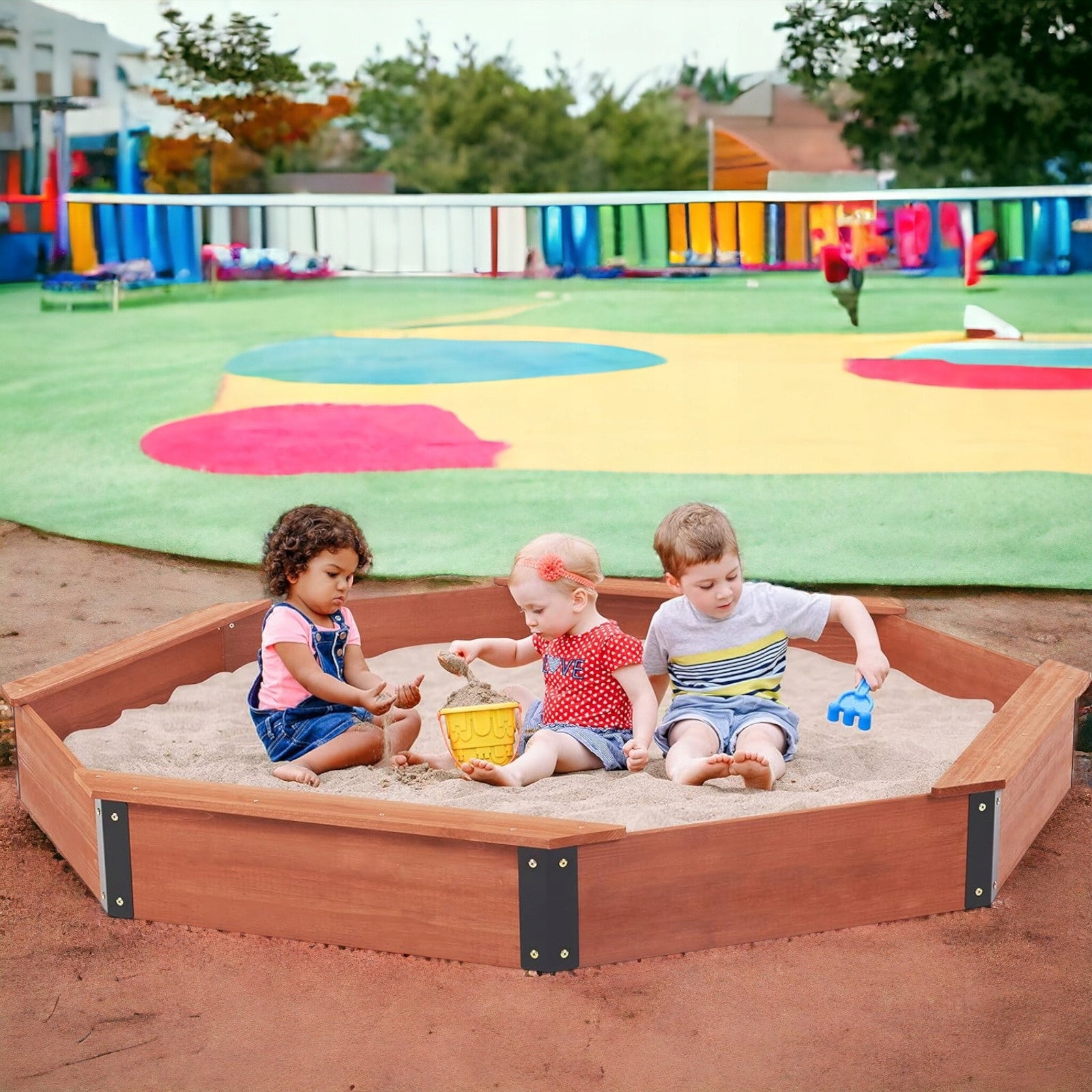 Velký dětský pískoviště GINGER HOME, dřevěný OCTAGON s voděodolnou plachtou Kind wooden