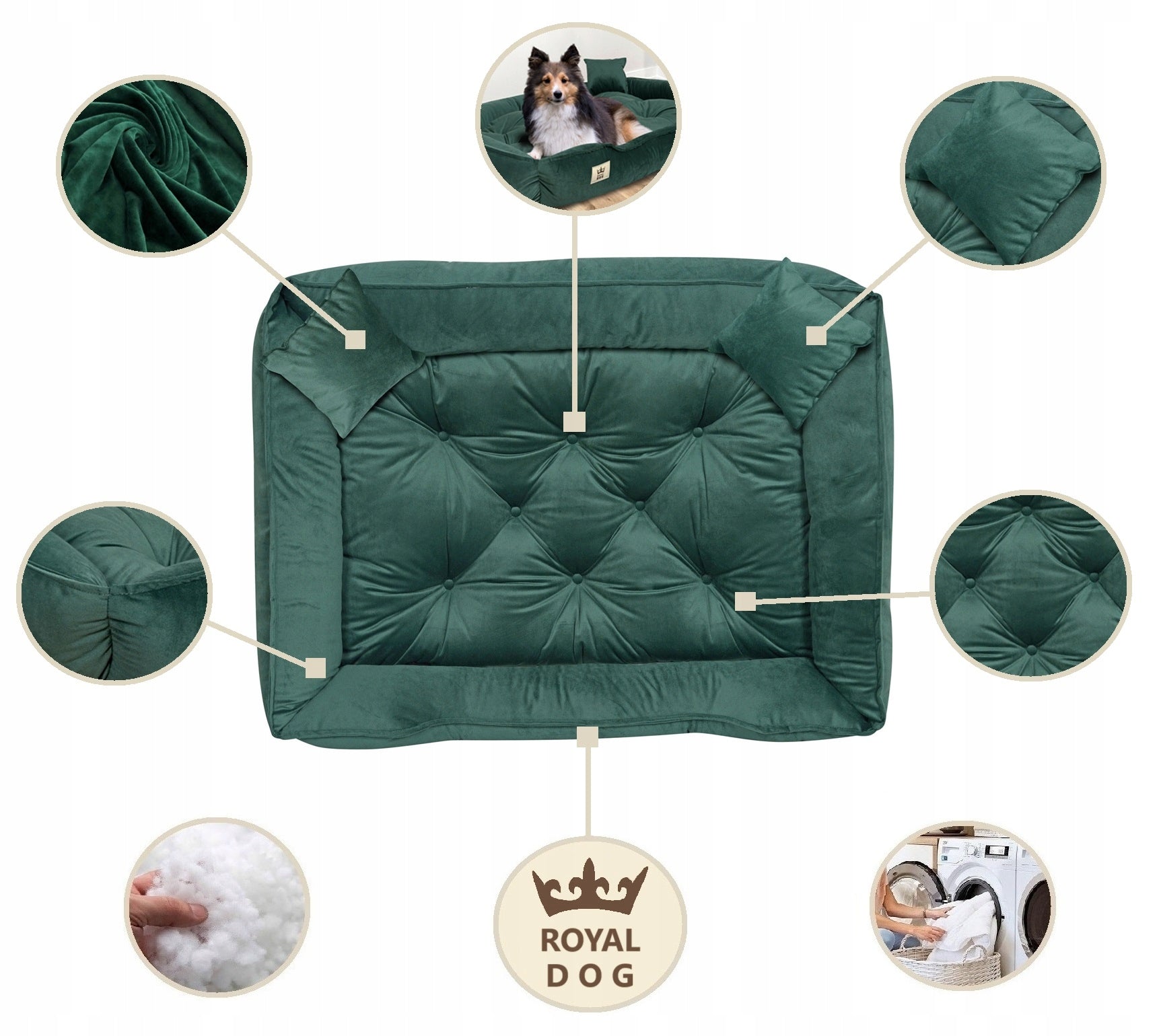 Velour Bed for Cat Dog Bedding Couch Playpen 100x75 cm Green Length 100 cm