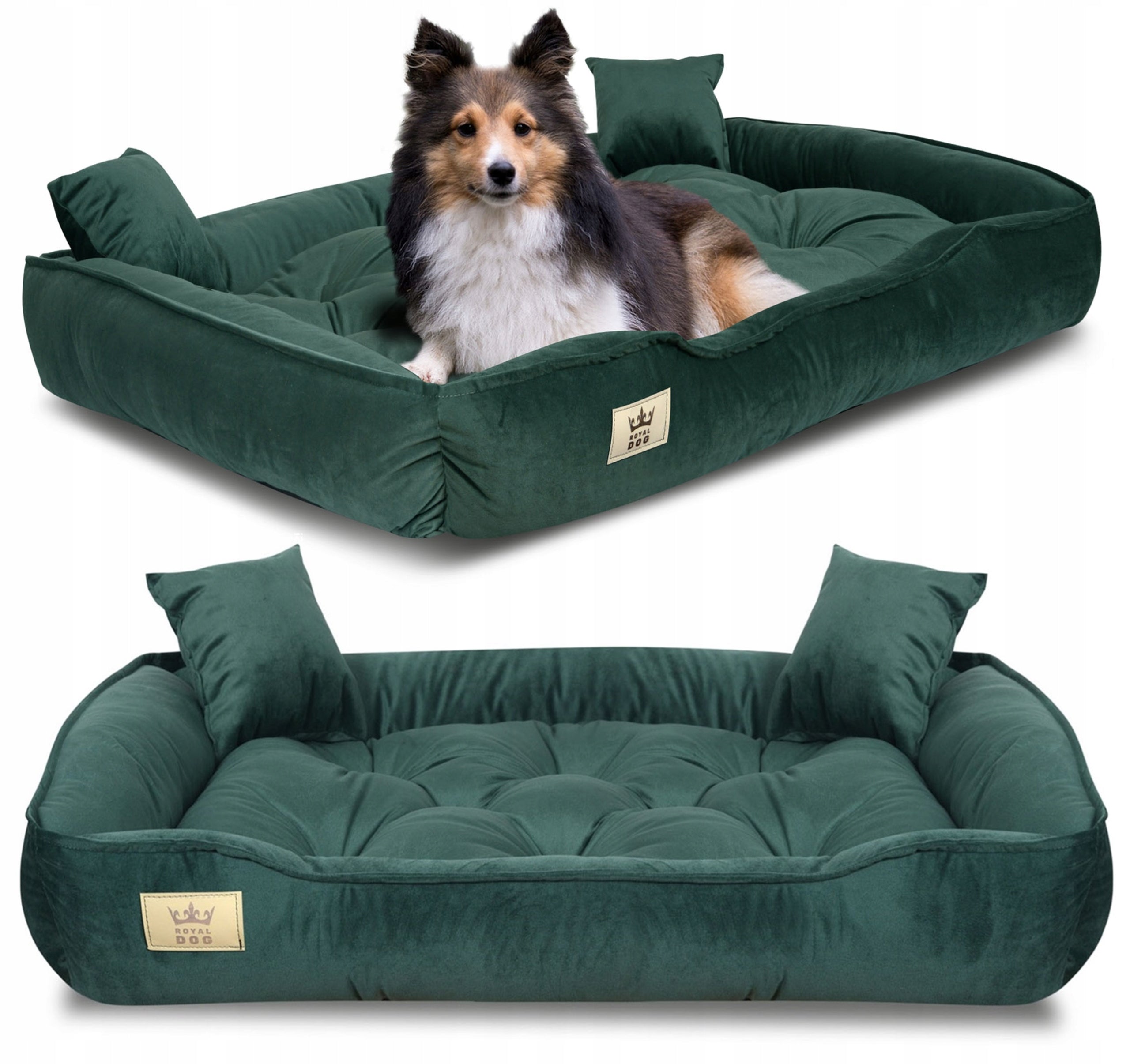Velour Bed for Cat Dog Bedding Couch Playpen 100x75 cm Green