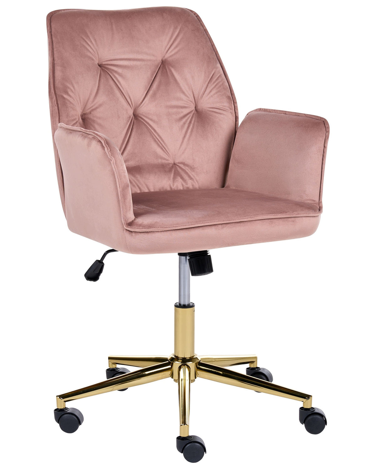 Velour Office Swivel Chair Adjustable Height Tilting Pink