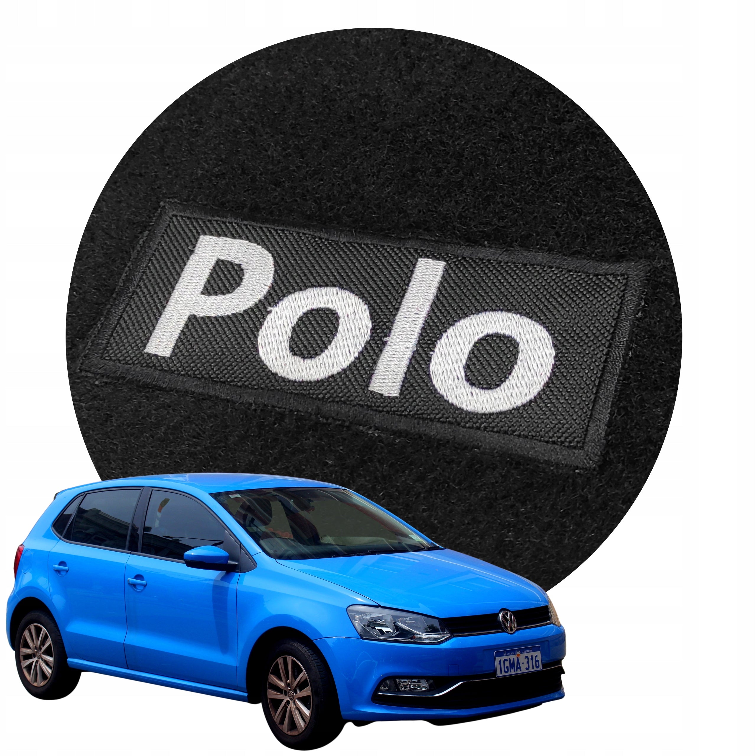 Velour Rugs for Volkswagen Polo 6R 2009-2017 mats for car EMBROIDERY B Manufacturer no brand