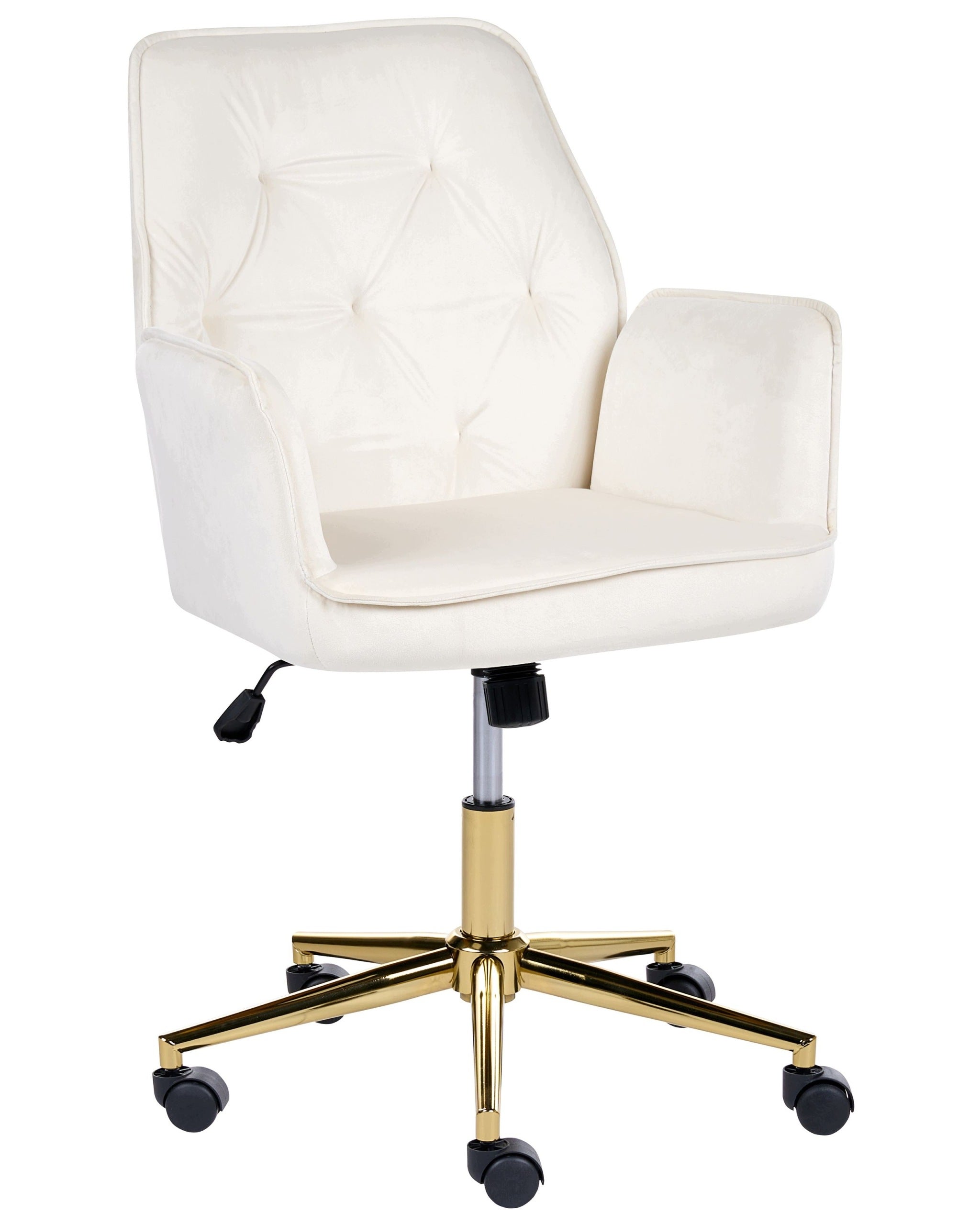 Velour Swivel Office Chair Adjustable Height Tilting White