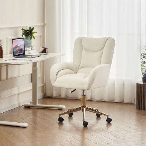 Velvet Office Chair, Height Adjustable Swivel, Gold Base, Wheels Brand no brand