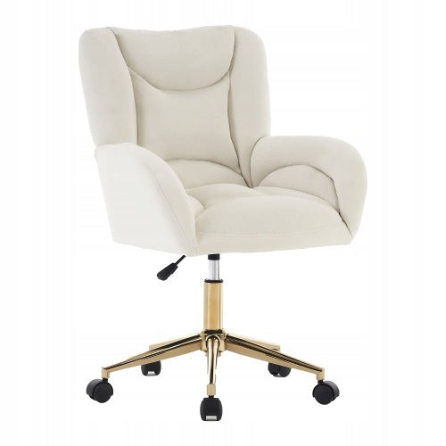 Velvet Office Chair, Height Adjustable Swivel, Gold Base, Wheels Furniture depth 64 cm