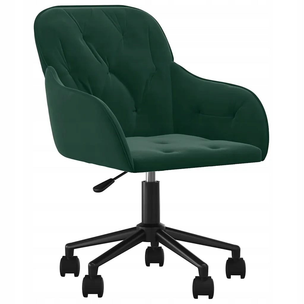 Velvet Swivel Office Chair, Dark Green, 56x61x(78-86) cm