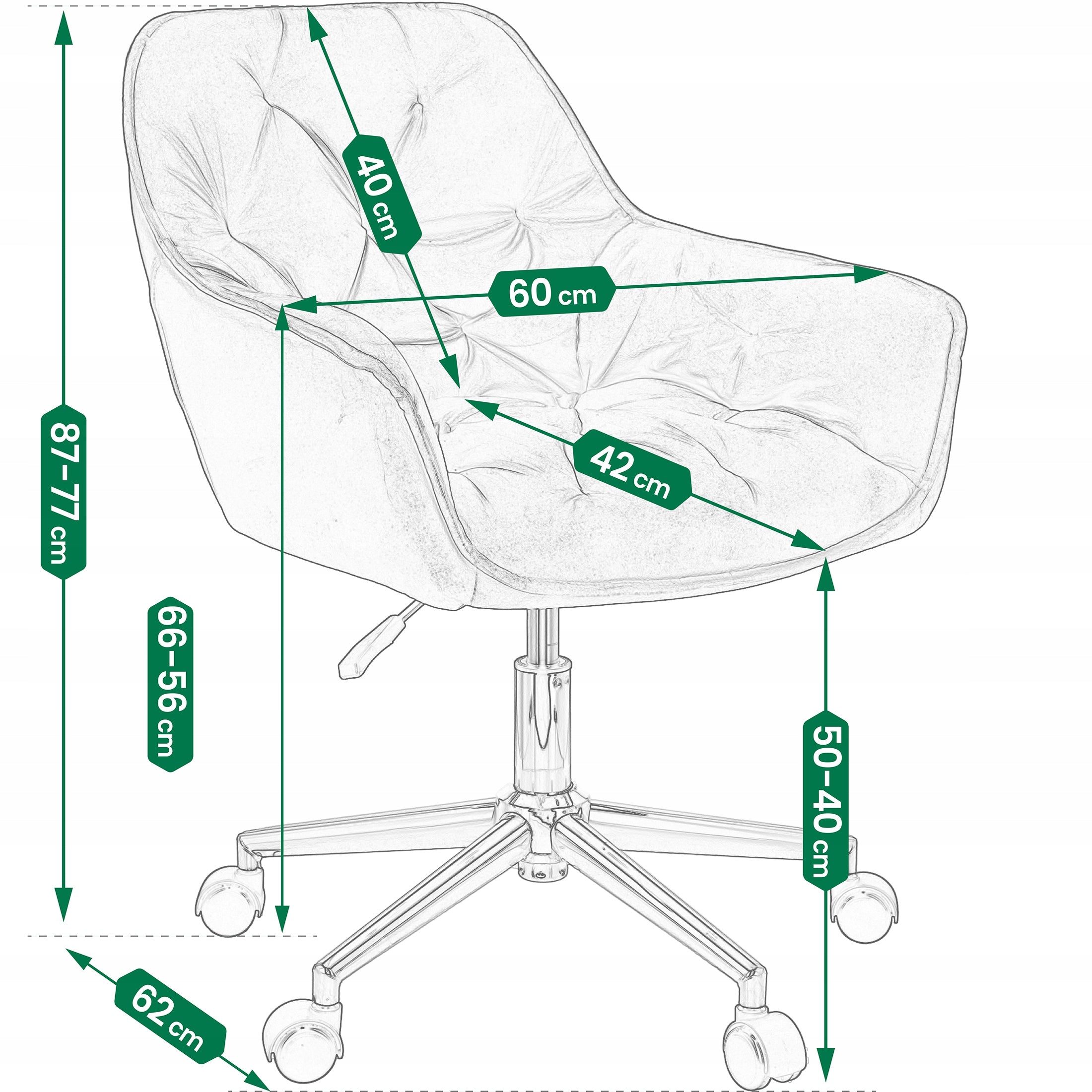 Velvet armchair UPHOLSTERED for living room QUILTED LARGO black on gold foot Furniture depth 62 cm
