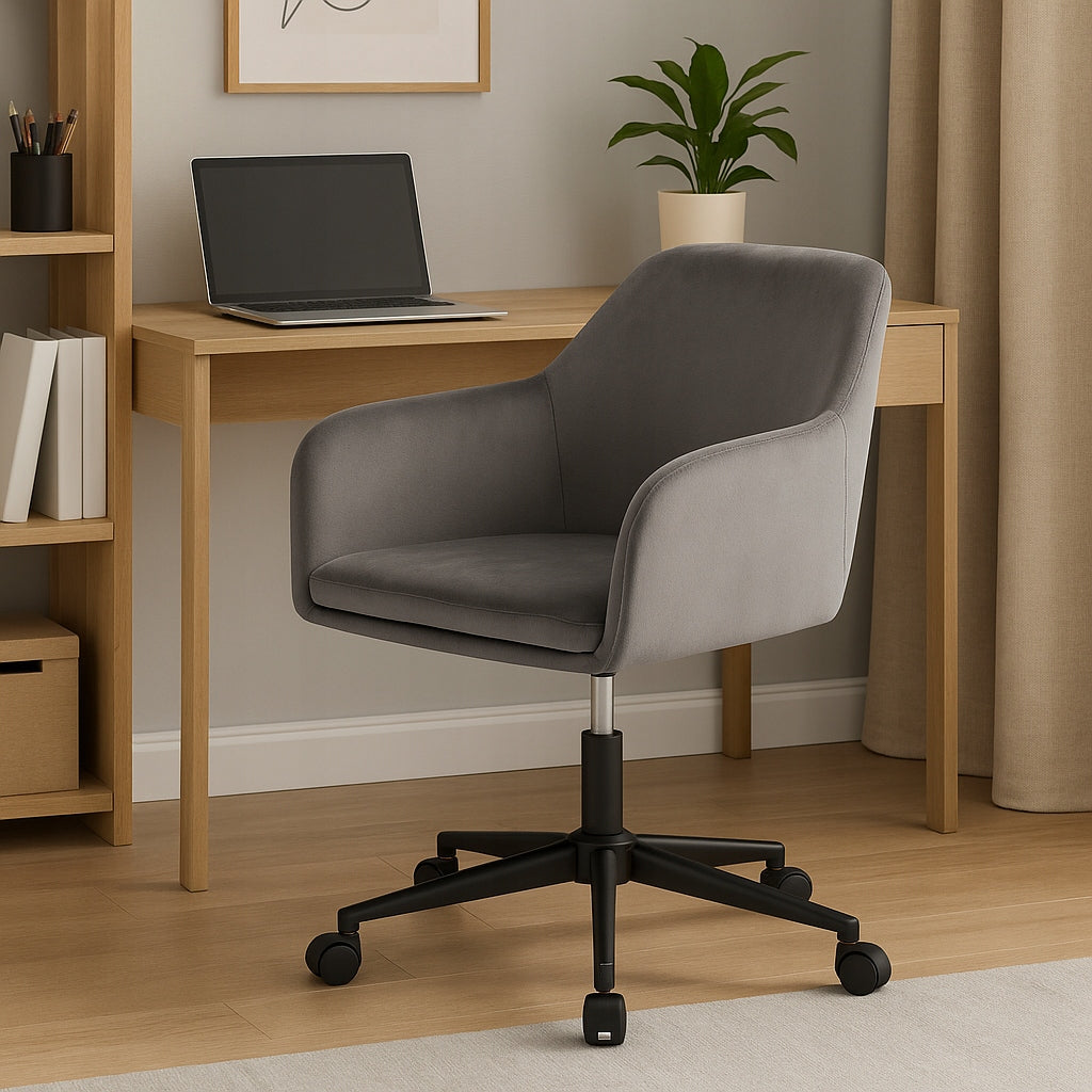 Velvet swivel chair grey elegant comfortable for office and home Kind rotary