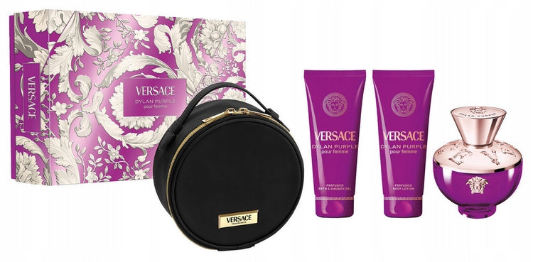 Versace Dylan Purple EDP 100ml + Gel 100ml + Lotion 100ml + Cosmetic Bag Packaging status original