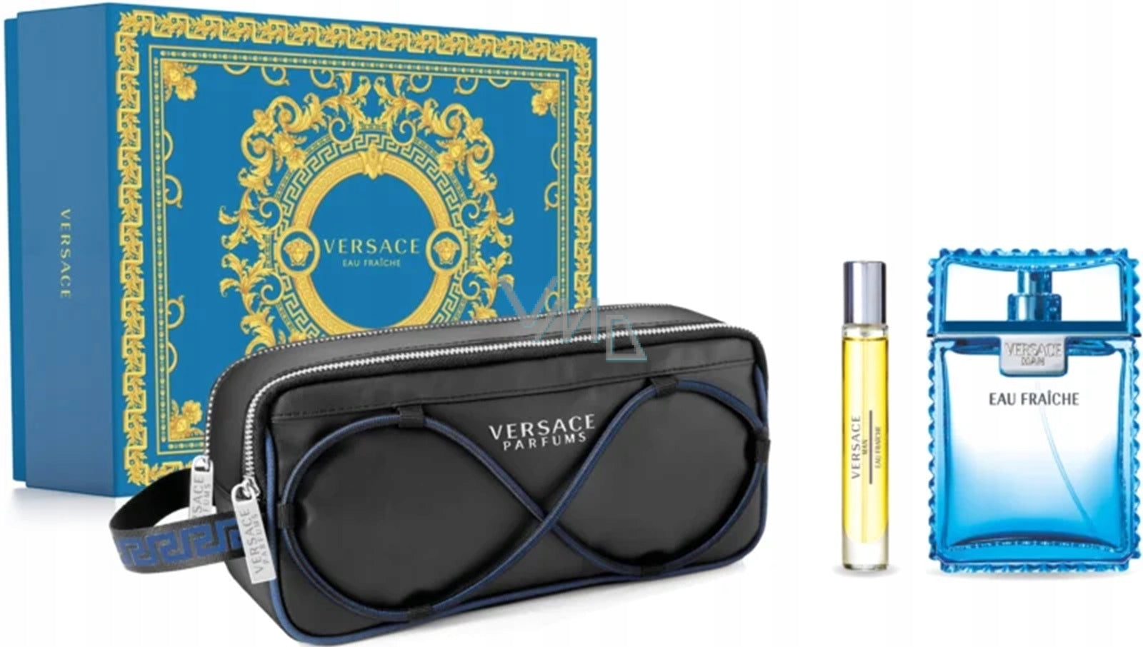 Versace Eau Fraiche 100+10ml EDT Eau De Toilette + Cosmetic Bag Men's Set