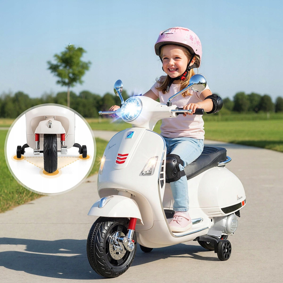 Vespa Electric Motor Scooter for Kids Battery License White Manufacturer code TQ10466DE-WH