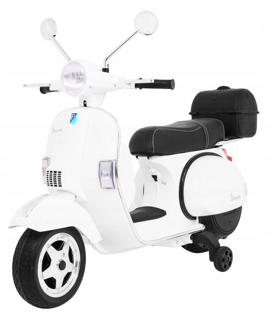 Vespa Electric Scooter for Kids White Audio Auxiliary Wheels