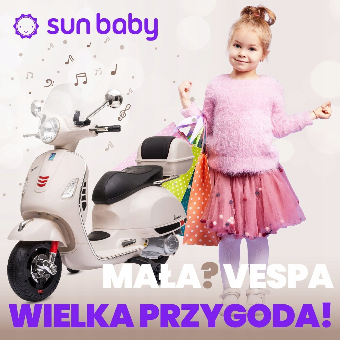 Vespa battery-operated scooter Ride-on for children with trunk white MAXI Manufacturer code J04.018.0.2