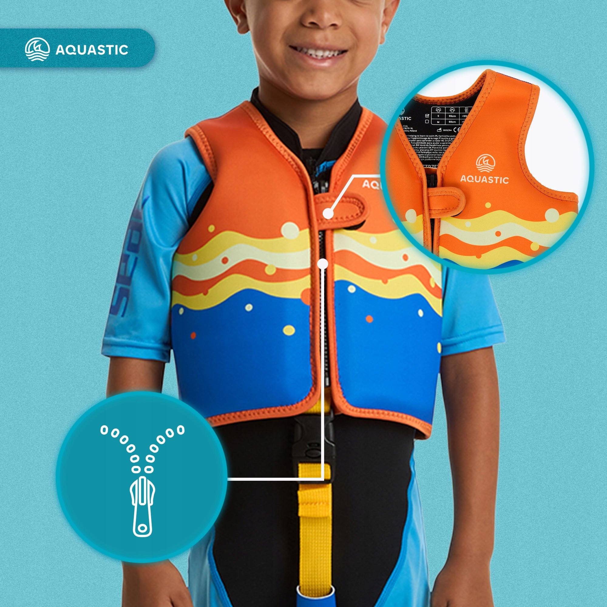 Vest Aquastic Junior r. M M (19-30 kg) For swimming