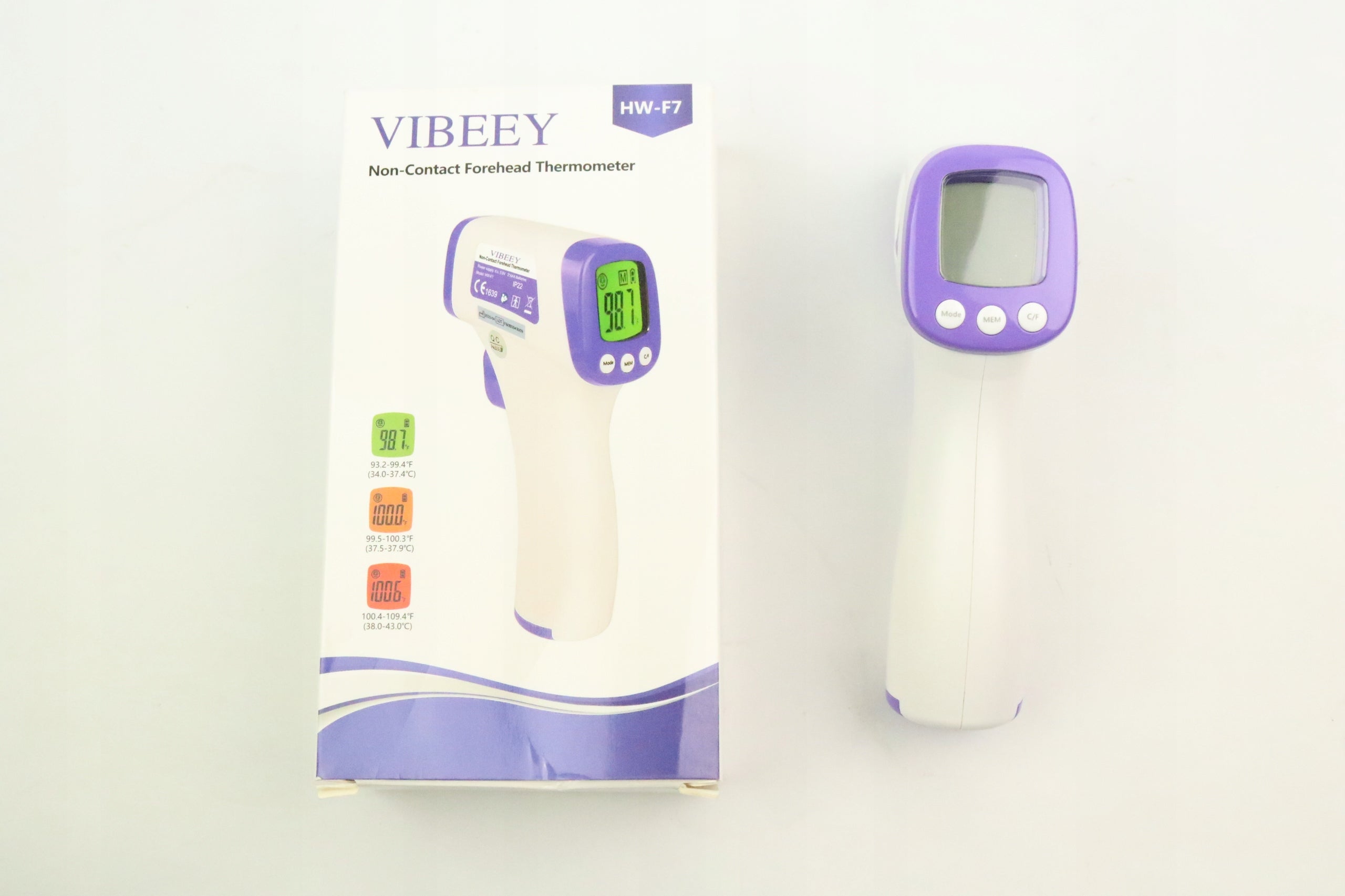 Vibeey Touchless Thermometer with LCD Display Manufacturer code HW-F7