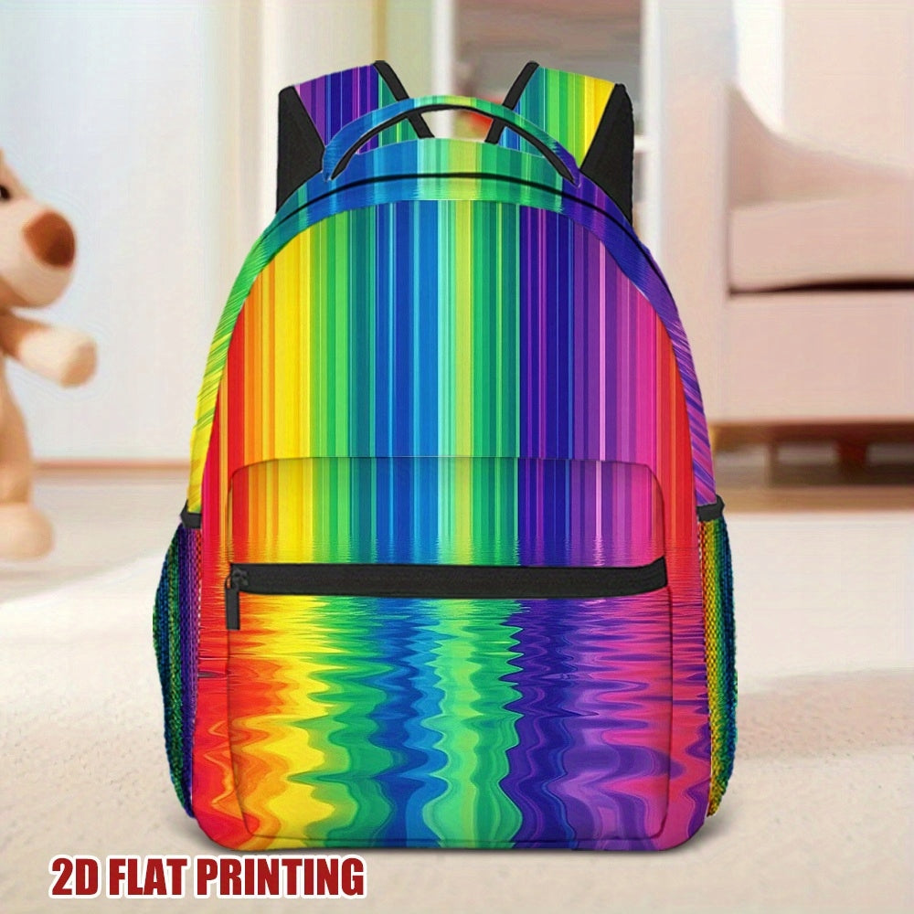 Vibrant Rainbow Print Backpack for School, Work, or Travel - Teenager