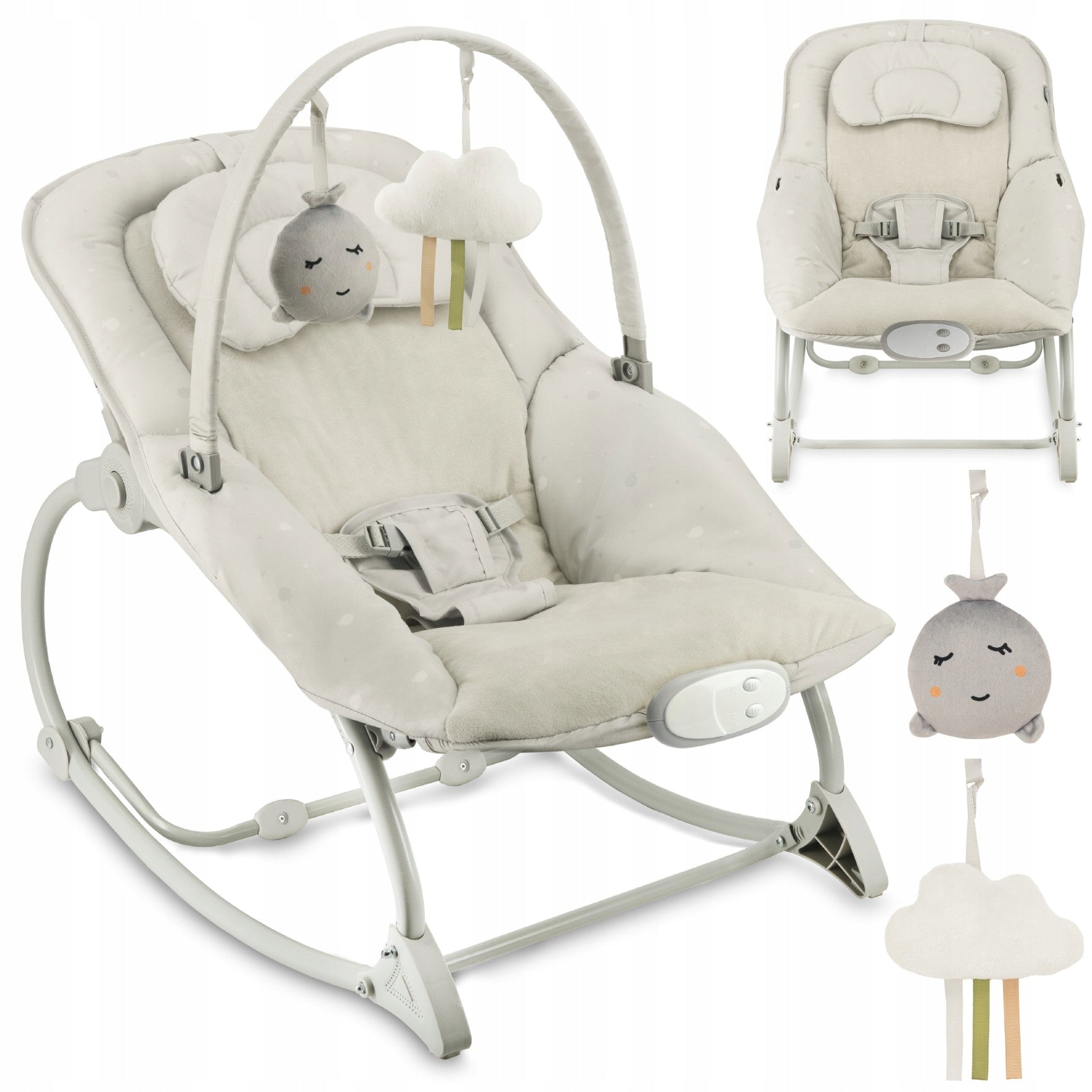 Vibration lounger with melodies MoMi LAPIS light grey